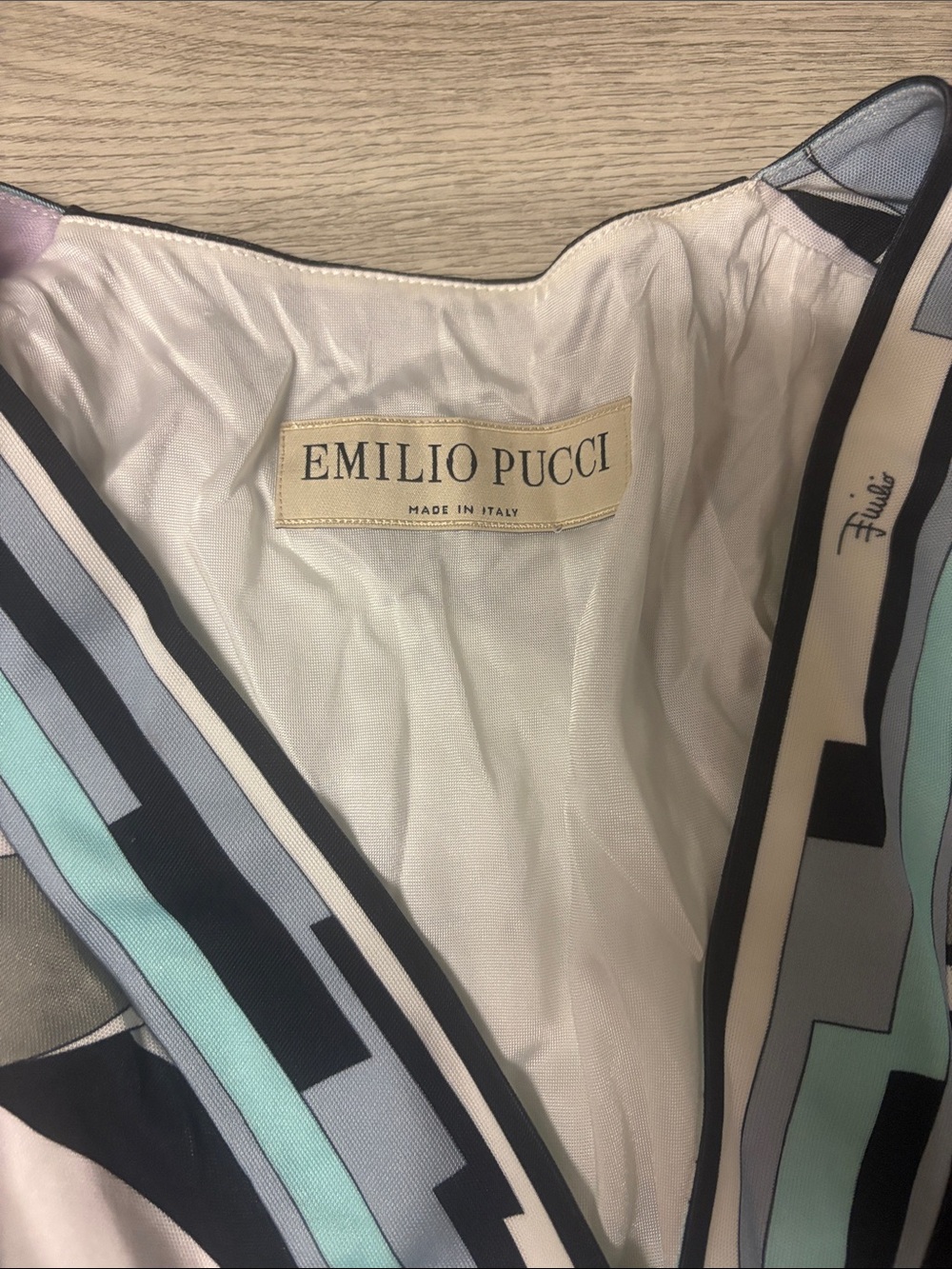 Emilio Pucci Mint, Light Blue, Black & Cream Printed Jumpsuit